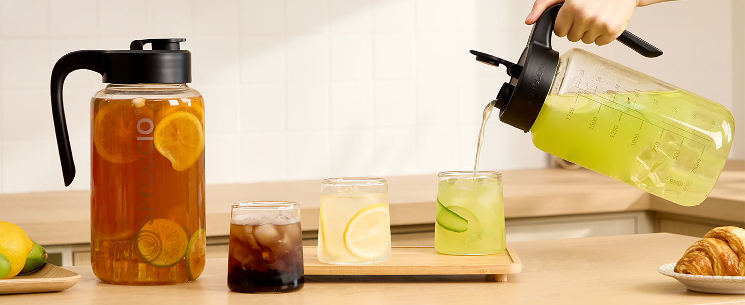 glass pitchers with handle and lid