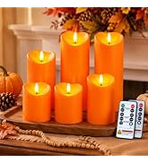 Homemory Halloween Orange Waterproof LED Candles, Remote Timer, Set of 6 | Flameless candles, D3 ...