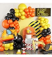 Construction Party Balloon Garland Kit, Construction Birthday Party Supplies Orange Black Yellow ...
