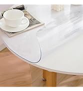 Eisdroma 45 Inch Clear Round Table Cover Protector, Clear Round Table Protector for Dining Room T...