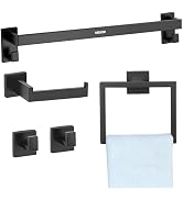 VEVOR Matte Black Bathroom Hardware Set, 5 Pieces Stainless Steel Bathroom Accessories Set, 24-in...