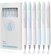 Solati Erasable Pens, 6 Pack Fine Point 0.5mm Blue Erasable Gel Pens with 360°Rotating Erasers, M...