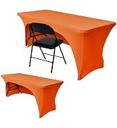 Nasitos 2 Pack Tablecloth Fitted Spandex 4 ft Table Cloth-Open Back Orange Table Covers Fabric Wa...