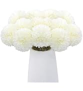 Rowfad 12 Pcs Artificial Chrysanthemums Flowers Silk Ball White Flowers Fake Mums Spring Flowers ...