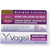 Vagisil Maximum Strength Feminine Anti-Itch Cream with Benzocaine for Women, Helps Relieve Yeast ...