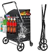 396lbs Heavy Duty Folding Shopping Cart with Dual Baskets - 39.24 Gallon Capacity, All-Terrain Wh...