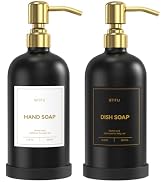 Kitchen Soap Dispenser Set – 16.8oz/500ml Glass Hand and Dish Soap Dispenser with Stainless Steel...