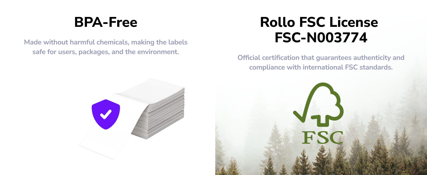 bpa free labels withour harmful chemicals safer labels in the envoronment fsc certified
