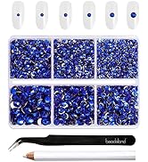 Beadsland 4300pcs Flatback Rhinestones,Royal Blue Rhinestones Nail Gems Round Crystal Rhinestones...