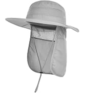 ZEXIAN Men&Women Foldable Outdoor Sun Hat with Packable Neck Flap, UV Sun Protection Wide Brim Sa...