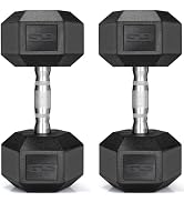 LIFERUN Dumbbells Rubber Coated Cast Iron Hex Black Dumbbell 30-85lb Free Weights Dumbbell Set of 2