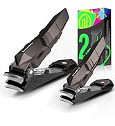 Nail Clippers Set for Men with Catcher, 2 Pack Nail Clippers Set for Fingernail and toenail, Stai...