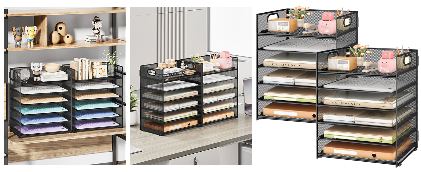 2-Pack desk paper trays organizer