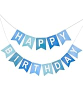 Pre-Strung Blue Happy Birthday Banner NO DIY Birthday Party Banner Happy Birthday Sign Birthday H...