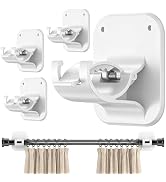 No Drill Curtain Rod Brackets - 20LB, 4 Pack Self Adhesive Curtain Rod Holder, Peel and Stick Wal...