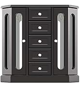 Jewelry Box - Made of Solid Wood with Cabinet Type 5 Drawers Organizer and 2 Separated Open Doors...