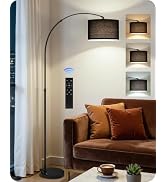 GOEBLESON 75" Arc Floor Lamp with Marble Base and Adjustable Height, Rotating Hanging Shade, Dimm...