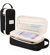 SKYDUE Black Pencil Case for Girls & Boys - Aesthetic Pencil Bag with Multi-Compartment, Large Ca...