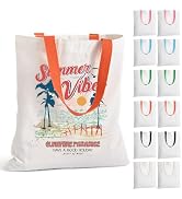 TAOZIM 12Pack Canvas Tote Bags Bulk, 10oz Cotton Blank Canvas Tote Bags Reusable Grocery Bags Sho...