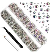 Beadsland 2500pcs Crystal AB Nailart Rhinestones Crystal Flatback Gems Round Crystal AB Rhineston...