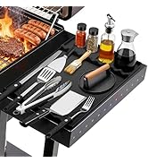 Silicone Grill Mat for Blackstone - BBQ Griddle Tools Side Mat with Drip Pad, Griddle Tools Mat f...