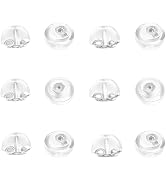 12PCS Silicone Earring Backs, 925 Sterling Silver Earring Backings, Hypoallergenic Ear Stoppers, ...