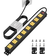 FENJIKRONIX 8 Outlets Long Metal Power Strip, 6FT | Wall Mount, 1.97 Inch Spacing, 15A/1875W, Alu...