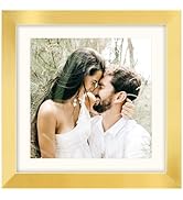 SNXJWA Gold 10x10 Picture Frame with Mat for 8x8 Display, Rustic Desk Wall Photo Frame for Horizo...