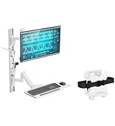 MED10 Medical Monitor Wall Mount with Folding Keyboard Tray and Mouse Pad | Scanner Holder | Heav...