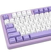 GEKUCAP PBT Japanese Keycaps 116 Keys, White/Purple Custom Keyboard Keycaps Set Cherry Profile Dy...