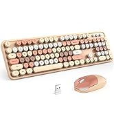 MOFII Wireless Keyboard and Mouse Combo,2.4GHz Retro Full-Size Keyboard with Number Pad and Cute ...