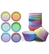 qiqee Jumbo Cupcake Liners 300PCS Gradient Cupcake Cups 6 Designs Cupcake Papers Baking Cups Cupc...