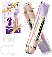 Bikini Trimmer for Women - 2 in 1 Dual Head Electric Razor, Painless Pubic & Body Hair Remover fo...