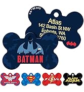 GoTags Superhero Batman Dog Tag for Pets, Personalized Engraved Bone Dog ID Tag with up to 4 Line...