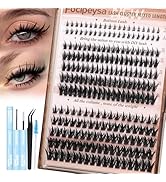 Focipeysa Manga Lash Clusters Kit Spike Lash Extensions Kit 50D 80D Cluster Lashes Kit 10-16mm Cl...