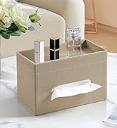 MEIBOOCH Plus Size Tissue Box Cover Rectangle, PU Leather Tissue Box Holder with Storage Tray, De...