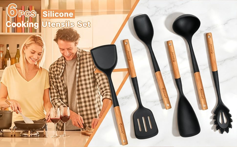 cooking utensil set with Wooden Handle