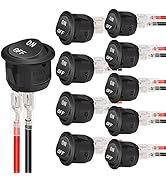 Twidec/10Pcs 12V Round Rocker Switch AC 6A/250V 10A/125V SPST 2 Pin 2 Position On/Off Toggle Swit...