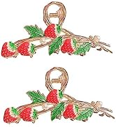 2pcs Red Strawberry Metal Hair Claw Clips, Non-Slip No Broken Strong Hold Hair Clamps Large Hair ...
