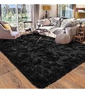 Quntue 8x10 Area Rugs for Living Room, Ultra Soft Large Shag Black Living Room Rug Fluffy Rug Car...