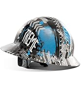 LANON Full Brim Hard Hat, OSHA Construction Work Approved, Blue Pattern Design, FRP Safety Helmet...