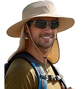 Camptrace UPF 80+ Sun Hats for Men Women Wide Brim Sun Protection Mesh Hat with Neck Flap Fishing...