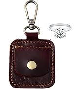 CALFOVERA Mini Genuine Leather Ring Pouch Keychain Portable Gym Cowhide Jewelry Storage Bag
