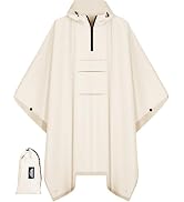 Bruvoalon 3-in-1 Rain Poncho with 1/4 Zip & Chest Pocket, Waterproof, Sunshade, Ground Mat for Ad...