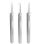 3Pcs Professional Stainless Steel Blackhead Remover Kit - Precision Pimple Extractor Tweezers wit...