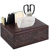 Multifunction PU Leather Tissue Box Holder/Cover Rectangular Upgrade Large Size Stationery Napkin...