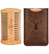 Menesia Wooden Beard Comb & Durable Case for Men Beard, Fine & Coarse Teeth, Men's Wood Pocket Co...