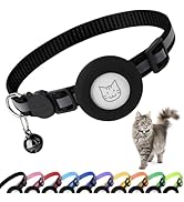 PWOD Airtag Cat Collar with Bell, Reflective Nylon Kitten Collar with Apple Air Tag Holder and Br...