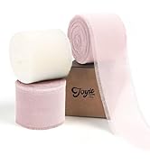JOYIT Light Pink Chiffon Ribbon 1.5'' x 8 Yd - 3 Rolls Total 24 Yd Frayed Fringe Chiffon Ribbons ...
