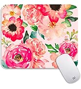 Armanza Square Mouse Pad Pink Watercolor Flower, Personalized Premium-Textured Custom Mouse Mat D...